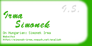 irma simonek business card